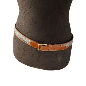 The Regent Belt Company Leather Belt Paisley Cotton Brass Buckle England Size 36